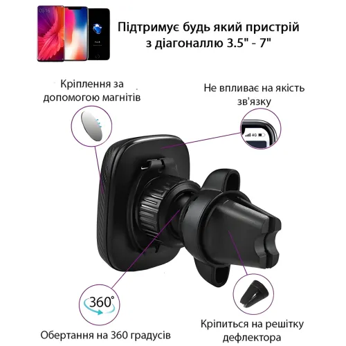 Магнітний автомобільний тримач для телефона HOCO CA23 Lotto - фото 5