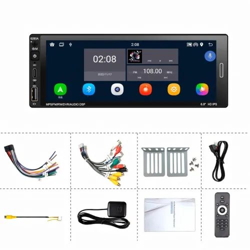 Автомагнитола 6280A, экран 6.9, ANDROID, 1DIN, 2+62 Гб, GPS, Bluetooth, поддержка камеры заднего вида - фото 5