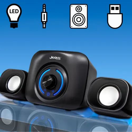 Колонки JEDEL SD560P, стерео система для PC 2.1 USB, подсвечиваемая мини акустика