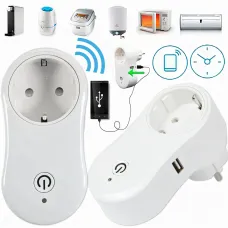 Умная розетка с Wi-Fi + USB, интелектуальная смарт розетка TUYA с управлением смартфоном, белая
