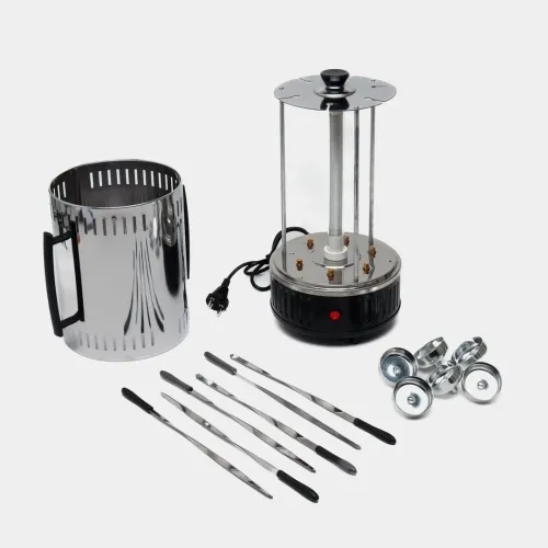 Электрошашлычница Domotec BBQ 7781, 1000 W, 6 шампуров, с защитным кожухом, чашами для стекания жира - фото 8