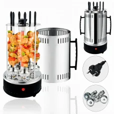 Электрошашлычница Domotec BBQ 7781, 1000 W, 6 шампуров, с защитным кожухом, чашами для стекания жира