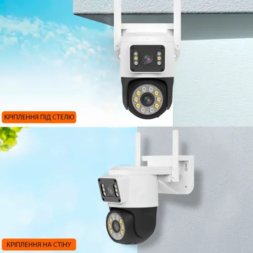 Наружная IP WiFi камера, 2 объектива 2+2 МП, 3.6-6 mm, звук, SD, IP66, отслеживание, сирена - фото 5