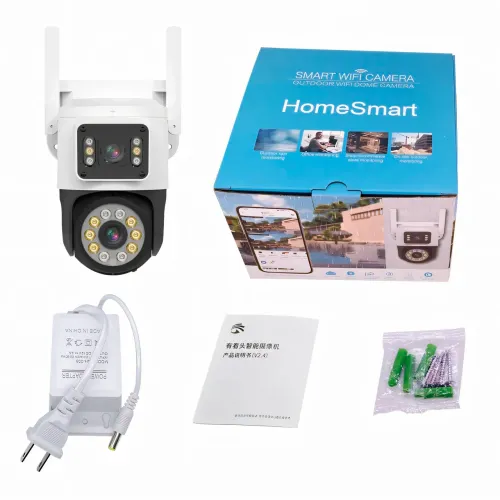 Наружная IP WiFi камера, 2 объектива 2+2 МП, 3.6-6 mm, звук, SD, IP66, отслеживание, сирена - фото 7