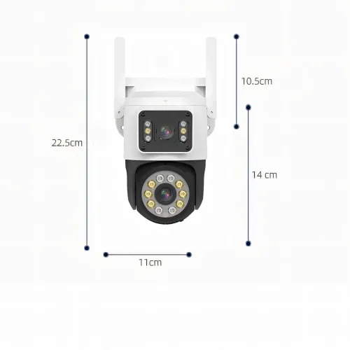 Наружная IP WiFi камера, 2 объектива 2+2 МП, 3.6-6 mm, звук, SD, IP66, отслеживание, сирена - фото 6