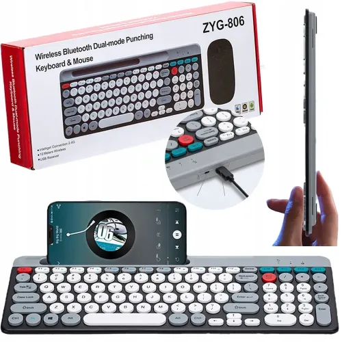 Беспроводный комплект ZYG 806, Bluetooth, полноразмерная клавиатура, оптическая мышь, USB зарядка - фото 9