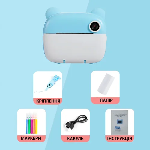 Детский фотоаппарат моментальной печати M3, 2 камеры, micro SD, аккумулятор, USB-зарядка, пластик, розовый Голубой - фото 8
