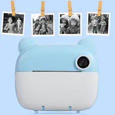 Детский фотоаппарат моментальной печати M3, 2 камеры, micro SD, аккумулятор, USB-зарядка, пластик, розовый Голубой