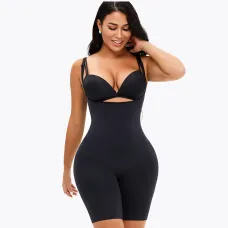 Черный корсет slim shapewear с пуш-ап попой, послеродовой, утягивающий комбидресс для коррекции фигуры XXL-XXXL
