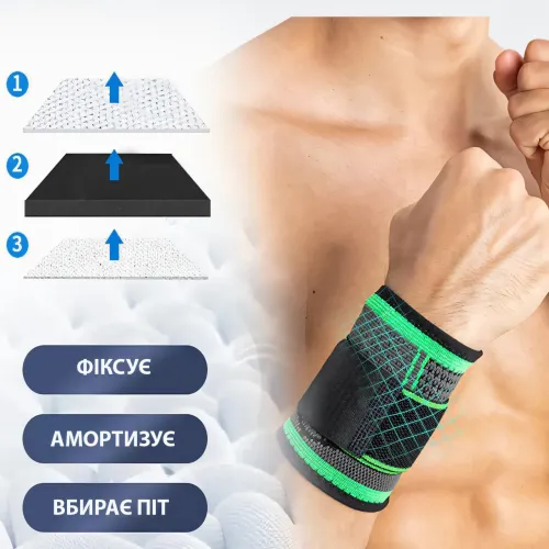 Компрессионный бандаж на кисть pressurized wristbands, эластичный бинт на запястье для занятий спортом,липучка - фото 8