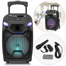 Портативная колонка Kimiso QS-1203, Bluetooth-колонка 12inch с микрофоном и светомузыкой, TF-карта, USB, FM