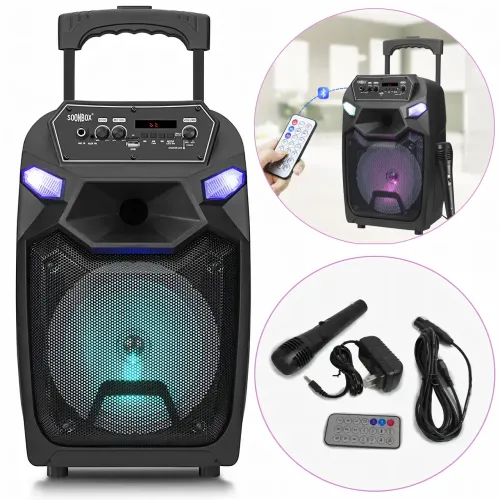 Портативная колонка Kimiso QS-1203, Bluetooth-колонка 12inch с микрофоном и светомузыкой, TF-карта, USB, FM