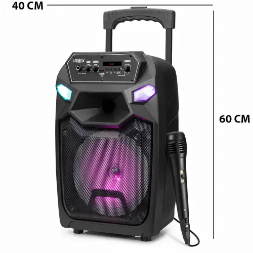 Портативная колонка Kimiso QS-1203, Bluetooth-колонка 12inch с микрофоном и светомузыкой, TF-карта, USB, FM - фото 5