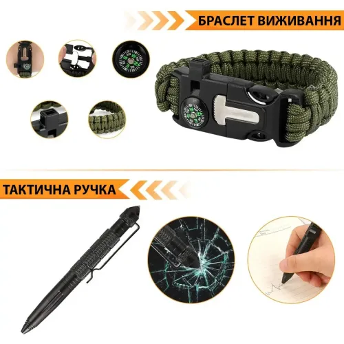 Набор для выживания 60 в 1, универсальный набор для для туристов и военных, мультитул с аптечкой - фото 5