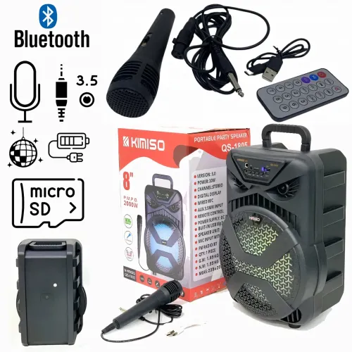 Чемодан колонка Kimiso QS-1805, портативная, 8 inch с микрофоном и RGB-светомузыкой, аккумулятор 1200 мА*ч - фото 2