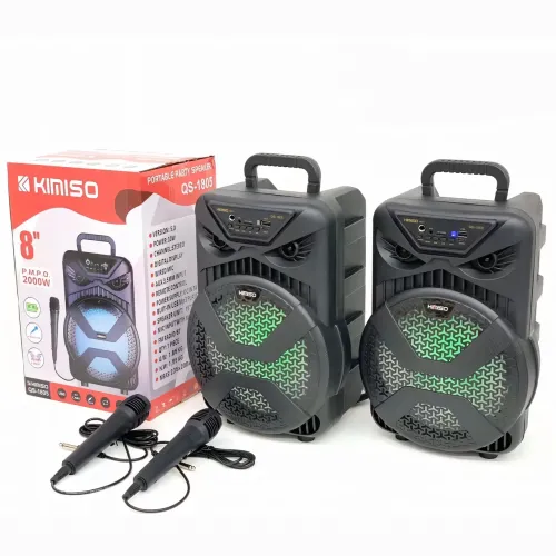 Чемодан колонка Kimiso QS-1805, портативная, 8 inch с микрофоном и RGB-светомузыкой, аккумулятор 1200 мА*ч - фото 4