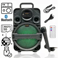Колонка чемодан Kimiso QS-1806, портативная акустика 8 inch с микрофоном и светомузыкой, BT, AUX, TF, USB, FM