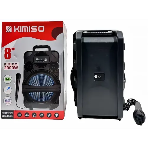 Колонка чемодан Kimiso QS-1806, портативная акустика 8 inch с микрофоном и светомузыкой, BT, AUX, TF, USB, FM - фото 2