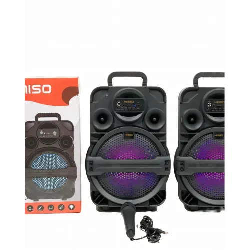 Колонка чемодан Kimiso QS-1806, портативная акустика 8 inch с микрофоном и светомузыкой, BT, AUX, TF, USB, FM - фото 3