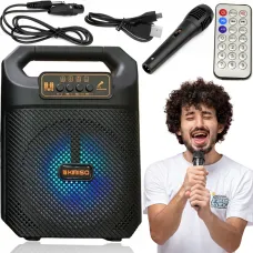 Портативная акустика Kimiso QS-3607, колонка чемодан 6.5 inch с микрофоном и RGB-светомузыкой, USB, Micro SD
