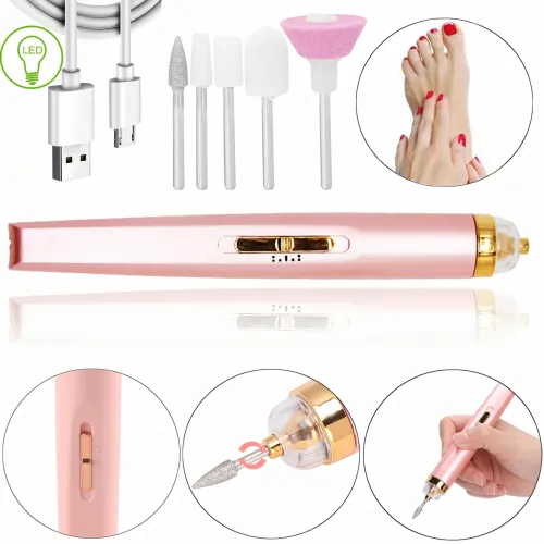 Фрезер для маникюра и педикюра Flawless Salon Nails, 65 Вт, 5 насадок, USB зарядка, 2 скорости, аккумулятор