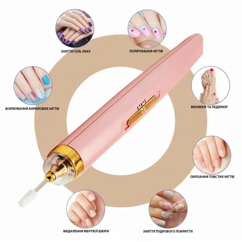 Фрезер для маникюра и педикюра Flawless Salon Nails, 65 Вт, 5 насадок, USB зарядка, 2 скорости, аккумулятор - фото 5