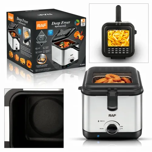 Электрическая фритюрница 2.5 л для жарки без масла, 1000 Вт, Deep Fryer RAF R5300, воздушный гриль, аэрофритюр - фото 10