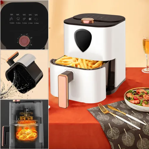 Аэрофритюрница Su Tai ST-606, аэрогриль 6 л, Air Fryer с антипригарным покрытием, электрофритюр 1000 Вт, белый
