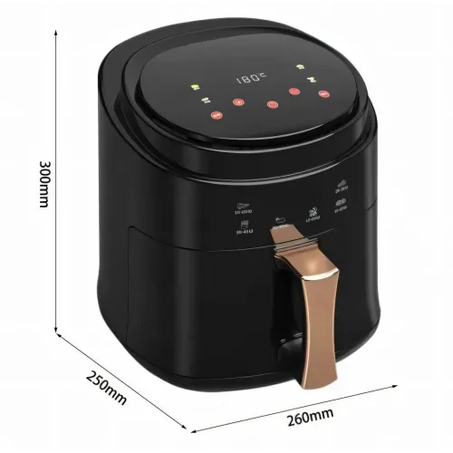 Аерофритюрниця Su Tai ST-805, Air Fryer 8 л, аерогриль 1800 Вт, 60 °C-210 °C, антипригарна чаша, чорний - фото 5