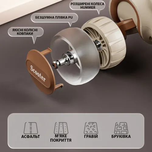 Скутер 3 в 1, детский трехколесный самокат Scooter H066 с подсветкой колес, складная конструкция, 3-12 лет - фото 5