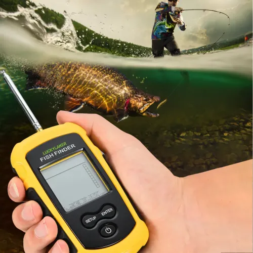Портативный эхолот Fish Finder для летней и зимней рыбалки, обнаружение 0,6-73 м, 90°, водонепроницаемый