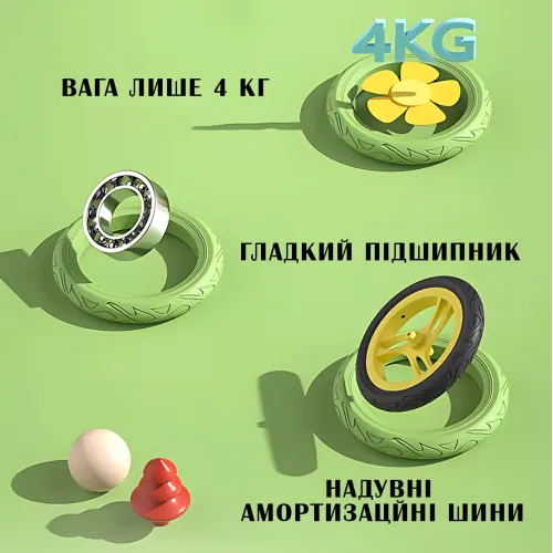Велобег с дельфином BA03, складной беговел от 2 до 5 лет, надувные колеса 12'', нагрузка до 40 кг, вес 4 кг Розовый - фото 5