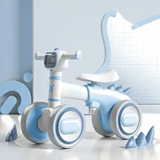 Беговел LS-1005 Bybeo Baby с музыкой и подсветкой, прогулочный велосипед 1-5 лет, 4 колеса, пластик, складной Голубой