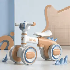 Беговел LS-1005 Bybeo Baby с музыкой и подсветкой, прогулочный велосипед 1-5 лет, 4 колеса, пластик, складной Коричневый
