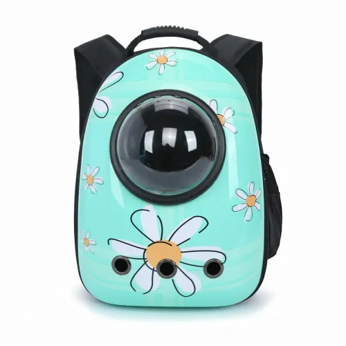 Рюкзак-переноска CosmoPet с иллюминатором для домашних животных, 42х35х27 см, голубой в ромашку - фото 3