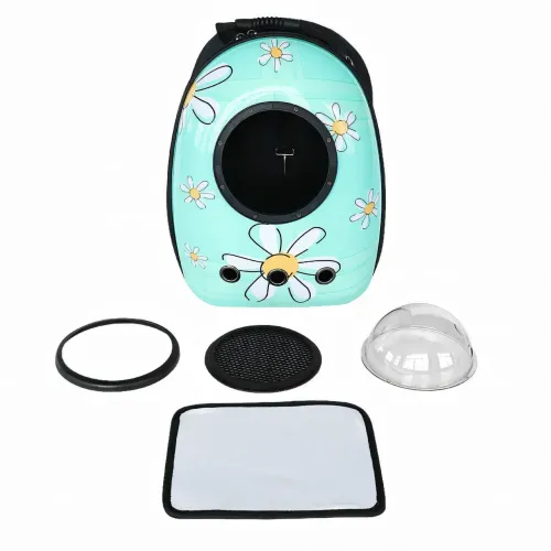 Рюкзак-переноска CosmoPet с иллюминатором для домашних животных, 42х35х27 см, голубой в ромашку - фото 10