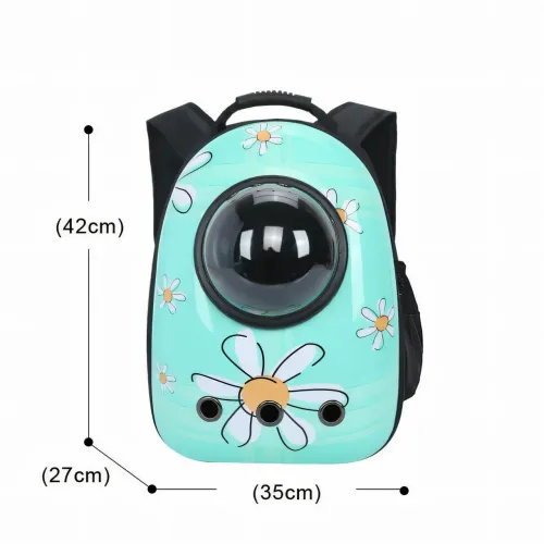 Рюкзак-переноска CosmoPet с иллюминатором для домашних животных, 42х35х27 см, голубой в ромашку - фото 9