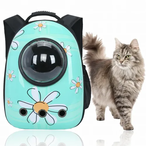 Рюкзак-переноска CosmoPet с иллюминатором для домашних животных, 42х35х27 см, голубой в ромашку