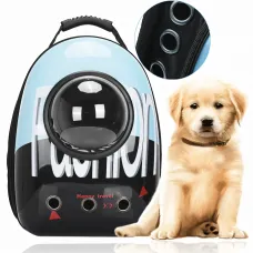 CosmoPet переноска-рюкзак с иллюминатором и вентиляцией, переноска с окошком 42х33х25 см, черно-голубой