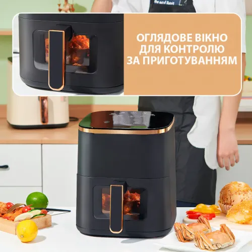 Аерофритюрница BITEK BT-5335, аэро гриль Air Fryer 3500 Вт, чаша 7,5 л, с термостатом и таймером, черный - фото 3