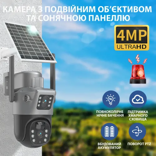 Уличная поворотная WiFi цифровая камера видеонаблюдения с солнечной панелью, 4G с двумя линзами, SOLAR - фото 7