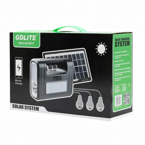 Портативна система освітлення GDPLUS-8017, DC6V3A, Ліхтар + 3 LED-лампи + сонячна панель 4000 mAh - фото 9