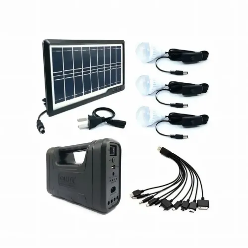 Портативна система освітлення GDPLUS-8017, DC6V3A, Ліхтар + 3 LED-лампи + сонячна панель 4000 mAh - фото 8