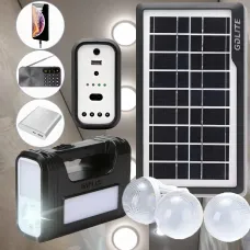 Портативная система освещения GDPLUS-8017, DC6V3A, Фонарь + 3 LED лампы + солнечная панель 4000 mAh