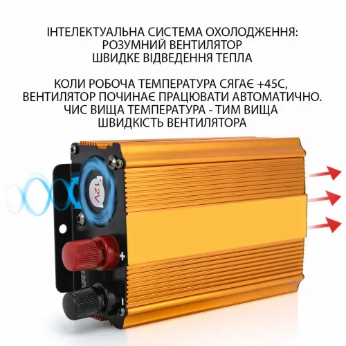 Перетворювач із вольтметром Power One Plus 12v220 1200w, автомобільний інвертор із 2 комплектами дротів - фото 7