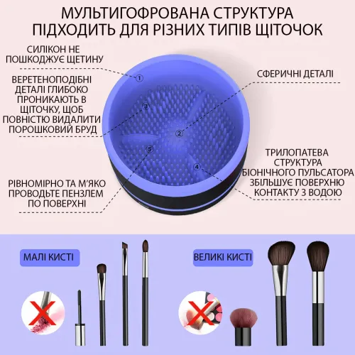 Электрический очиститель кистей для макияжа Makeup brush cleaner AND LY-609, USB инструмент для очистки кистей - фото 6