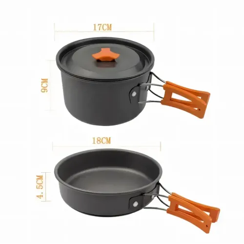 Набор туристической посуды Camping cooking, металлический походной комплект: чайник, сковорода, кастрюля - фото 6