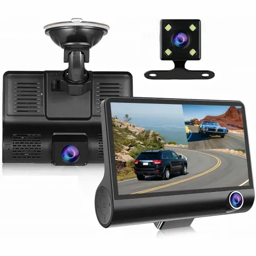 Авторегистратор DVR T-655 Full HD с 3 объективами, видеорегистратор в машину 4 дюйма с камерой заднего вида - фото 7