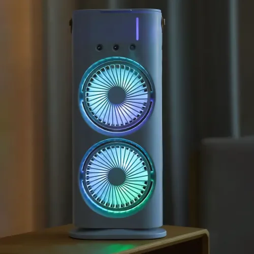 Вентилятор-распылитель 3 в 1, двухуровневый увлажнитель с LED подсветкой и распылителем водяного тумана - фото 9