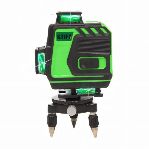 Лазерный 4D уровень, нивелир с дисплеем заряда и пультом в кейсе, 16 зеленых лучей - фото 3